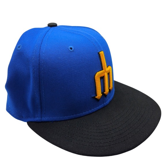 New Era 9FIFTY Seattle Mariners Trident Snapback Hat Blue Black Yellow MLB Cap - Picture 7 of 9